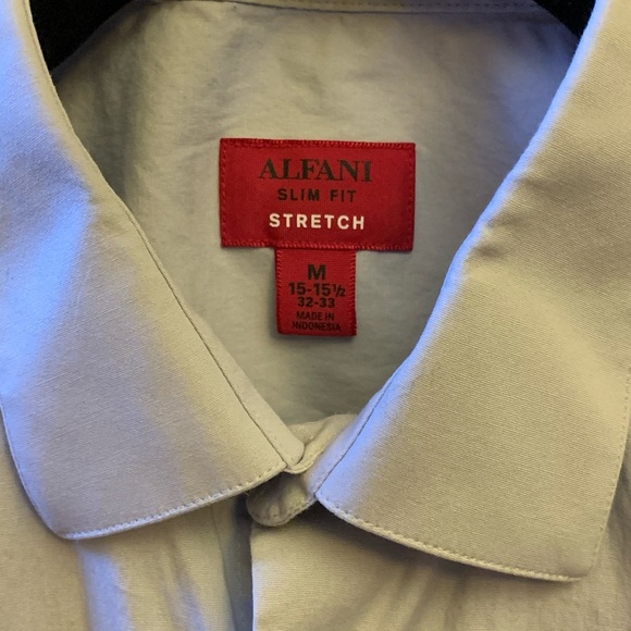 Alfani slim fit mens dress shirt, smoke blue color - Picture 3 of 12